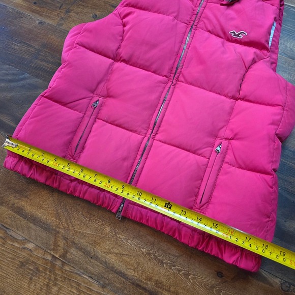 Hollister Women's Puffer Vest‎ with Hood, Full Zip, Pink Sleeveless Jacket - Picture 7 of 9